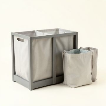 Ridge Bridge Laundry Sorting Station With Plain Removable Bags - Gray (synthetic illustration; no displayed measurements)