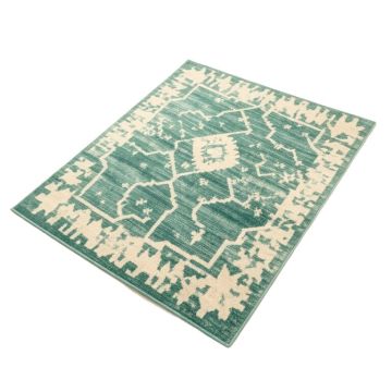 Noank Geometric Teal/Ivory Indoor/Outdoor Area Rug