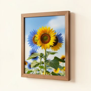 Blue Sunflowers By Richard Wallich - Print On Canvas (synthetic illustration; no displayed measurements)