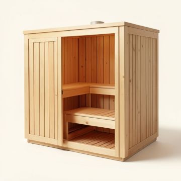 2 - Person Indoor Traditional Steam Sauna (synthetic illustration; no displayed measurements)