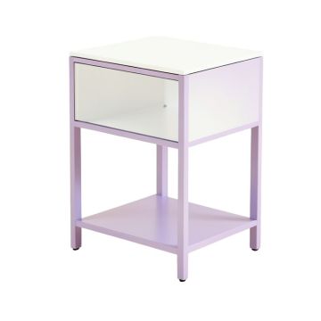 Ardoyd Metal Nightstand In White/Light Purple
