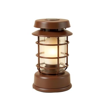 Basket Brown Solar Powered Led Outdoor Lantern With Electric Candle
