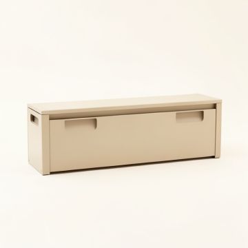 Meadow Arc Narrow Outdoor Storage Bench - Beige (synthetic illustration; no displayed measurements)