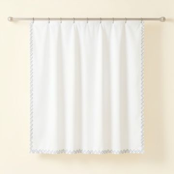 Birch Falls Shower Curtain Hanging Flat From A Plain Rod - White (synthetic illustration; no displayed measurements)
