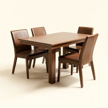 Hollington Butterfly Leaf Rubberwood Solid Wood Dining Set (synthetic illustration; no displayed measurements)