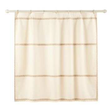Dawn Falls Shower Curtain Hanging Flat From A Plain Rod - Ivory
