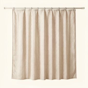 Heath Bridge Shower Curtain Hanging Flat From A Plain Rod - Beige (synthetic illustration; no displayed measurements)