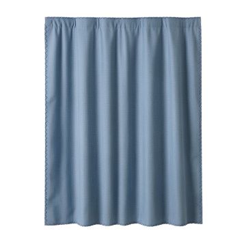 Shore Crossing Shower Curtain Hanging Flat From A Plain Rod - Blue