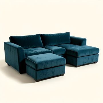 Cheeseman 89 '' Wide Velvet Sofa & Chaise (synthetic illustration; no displayed measurements)