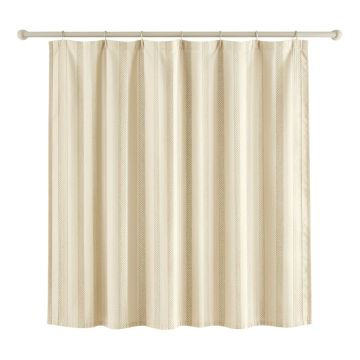 Linden Bend Shower Curtain Hanging Flat From A Plain Rod - Cream