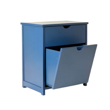 Olive Crossing Freestanding Pull-Out Hamper Cabinet - Blue