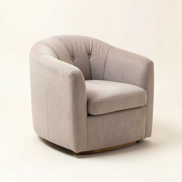 Giguere 29.5 '' Wide Tufted Polyester Barrel Chair (synthetic illustration; no displayed measurements)