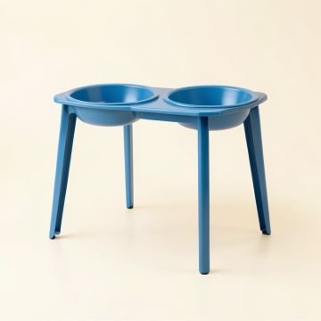 Meadow Bend Pet Feeding Stand With Two Plain Empty Bowls - Blue (synthetic illustration; no displayed measurements)