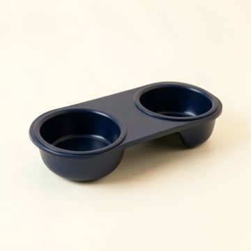 Cedar Field Pet Feeding Stand With Two Plain Empty Bowls - Navy (synthetic illustration; no displayed measurements)