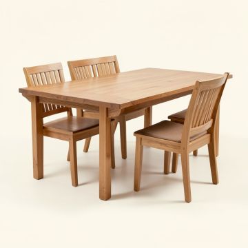 Butterfly Leaf Rubberwood Solid Wood Dining Set (synthetic illustration; no displayed measurements)