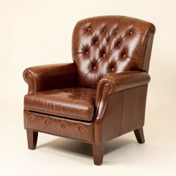 31 '' Wide Tufted Top Grain Leather Club Chair (synthetic illustration; no displayed measurements)