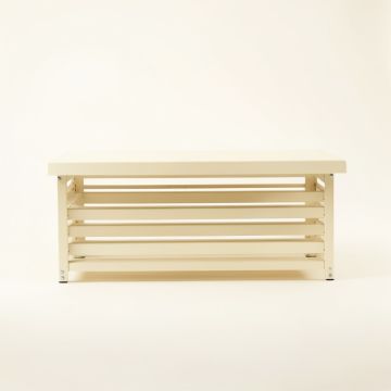 Reed Bridge Narrow Outdoor Storage Bench - Ivory (synthetic illustration; no displayed measurements)