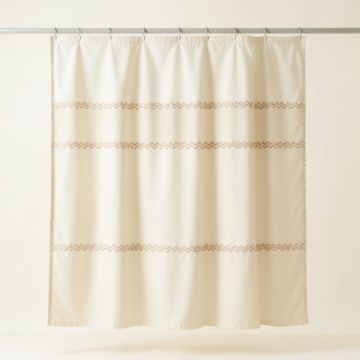 Dune Dale Shower Curtain Hanging Flat From A Plain Rod - Ivory (synthetic illustration; no displayed measurements)