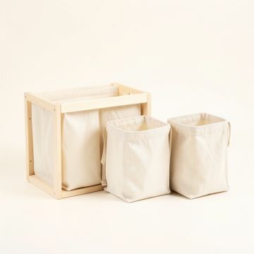 Hazel Bend Laundry Sorting Station With Plain Removable Bags - Ivory (synthetic illustration; no displayed measurements)