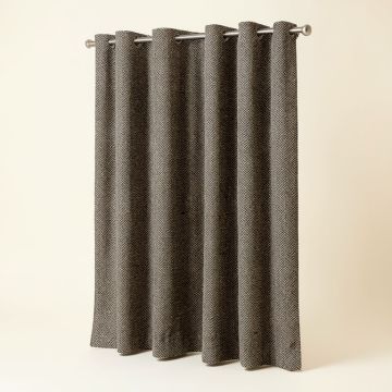 Abihail Burlap Weave Geometric Max Blackout Thermal Grommet Single Curtain Panel (synthetic illustration; no displayed measurements)