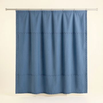 Hazel Falls Shower Curtain Hanging Flat From A Plain Rod - Blue (synthetic illustration; no displayed measurements)