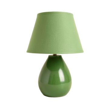 Dawn Bridge Table Lamp With A Plain Fabric Shade - Green