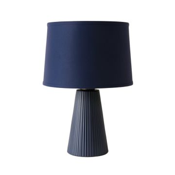 Clay Arc Table Lamp With A Plain Fabric Shade