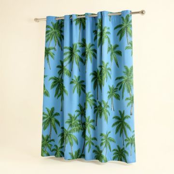 Newtonsville Carribean Palms Graphic Print & Text Semi-Sheer Single Curtain Panel (synthetic illustration; no displayed measurements)