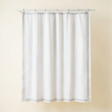 Birch Crossing Shower Curtain Hanging Flat From A Plain Rod - White (synthetic illustration; no displayed measurements)