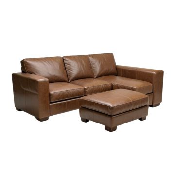 Adcock Faux Leather Right Hand Facing Sofa & Chaise With Ottoman