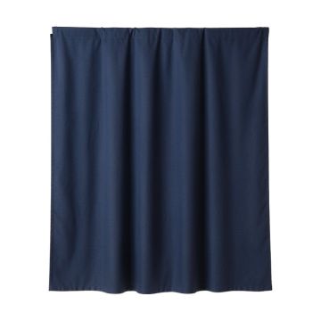 Sage Branch Shower Curtain Hanging Flat From A Plain Rod - Navy