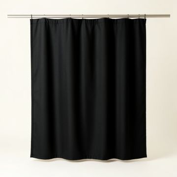 Heath Crest Shower Curtain Hanging Flat From A Plain Rod - Black (synthetic illustration; no displayed measurements)