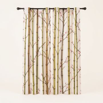 Gilus Cherry Blossom Bamboo Sheer Single Curtain Panel (synthetic illustration; no displayed measurements)