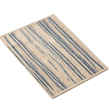 Modern Striped Hand Knotted Beige/Blue Area Rug