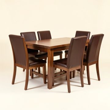 Aldaco 5 - Piece Rubberwood Solid Wood Dining Set (synthetic illustration; no displayed measurements)