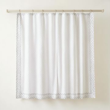 Willow Crossing Shower Curtain Hanging Flat From A Plain Rod - White (synthetic illustration; no displayed measurements)