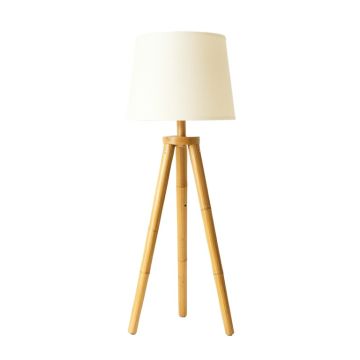 Olive Bend Floor Lamp With A Plain Fabric Shade - Ivory