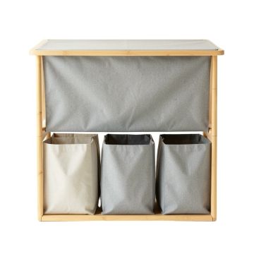 Dune Bend Laundry Sorting Station With Plain Removable Bags - Gray