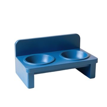Vale Edge Pet Feeding Stand With Two Plain Empty Bowls - Blue