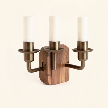 3 Piece Metal And Wood Wall Sconce (synthetic illustration; no displayed measurements)