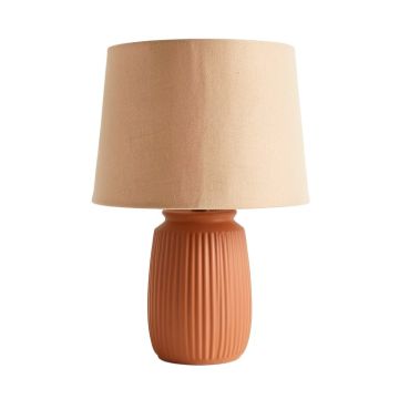 Fern Bridge Table Lamp With A Plain Fabric Shade - Terracotta