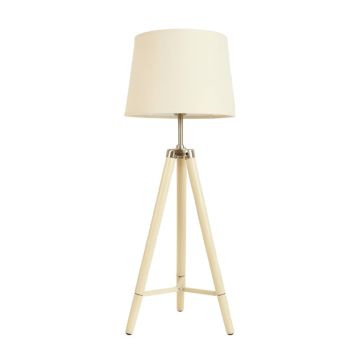 Elm Brook Floor Lamp With A Plain Fabric Shade - Cream