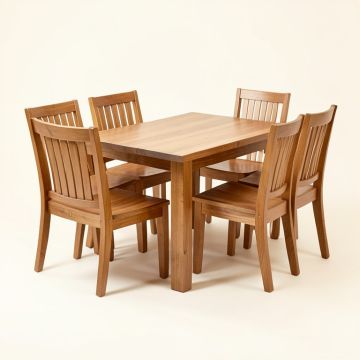 Arati 5 - Piece Rubberwood Dining Set (synthetic illustration; no displayed measurements)