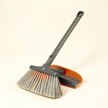 Angle Broom And Clip On Dustpan (synthetic illustration; no displayed measurements)