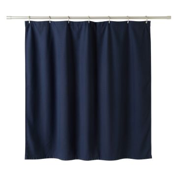 Bay Canyon Shower Curtain Hanging Flat From A Plain Rod - Navy