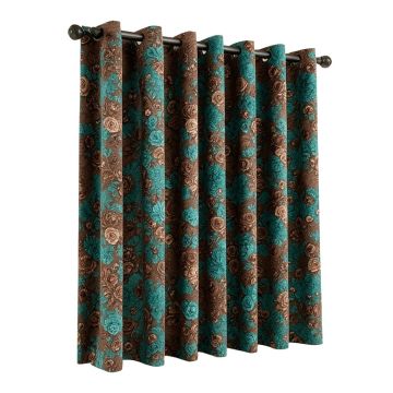 Merivan Jacquard Woven Floral Room Darkening Grommet Curtains Panels
