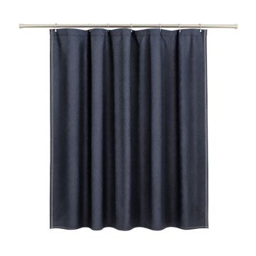 Heath Crossing Shower Curtain Hanging Flat From A Plain Rod - Navy