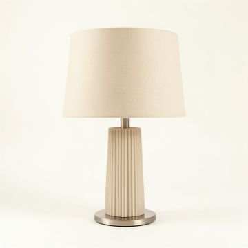 Juniper Crossing Table Lamp With A Plain Fabric Shade - Beige (synthetic illustration; no displayed measurements)