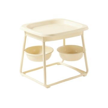 Aspen Falls Pet Feeding Stand With Two Plain Empty Bowls - Ivory