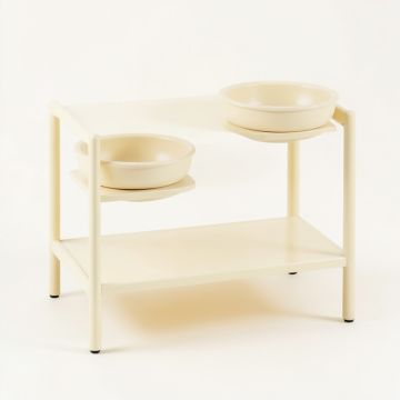 Holly Field Pet Feeding Stand With Two Plain Empty Bowls - Cream (synthetic illustration; no displayed measurements)